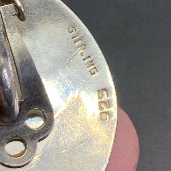 VTG Sterling Silver 925 Oval Clip-On Statement Earrings Ridge Textured Design - Picture 6 of 9